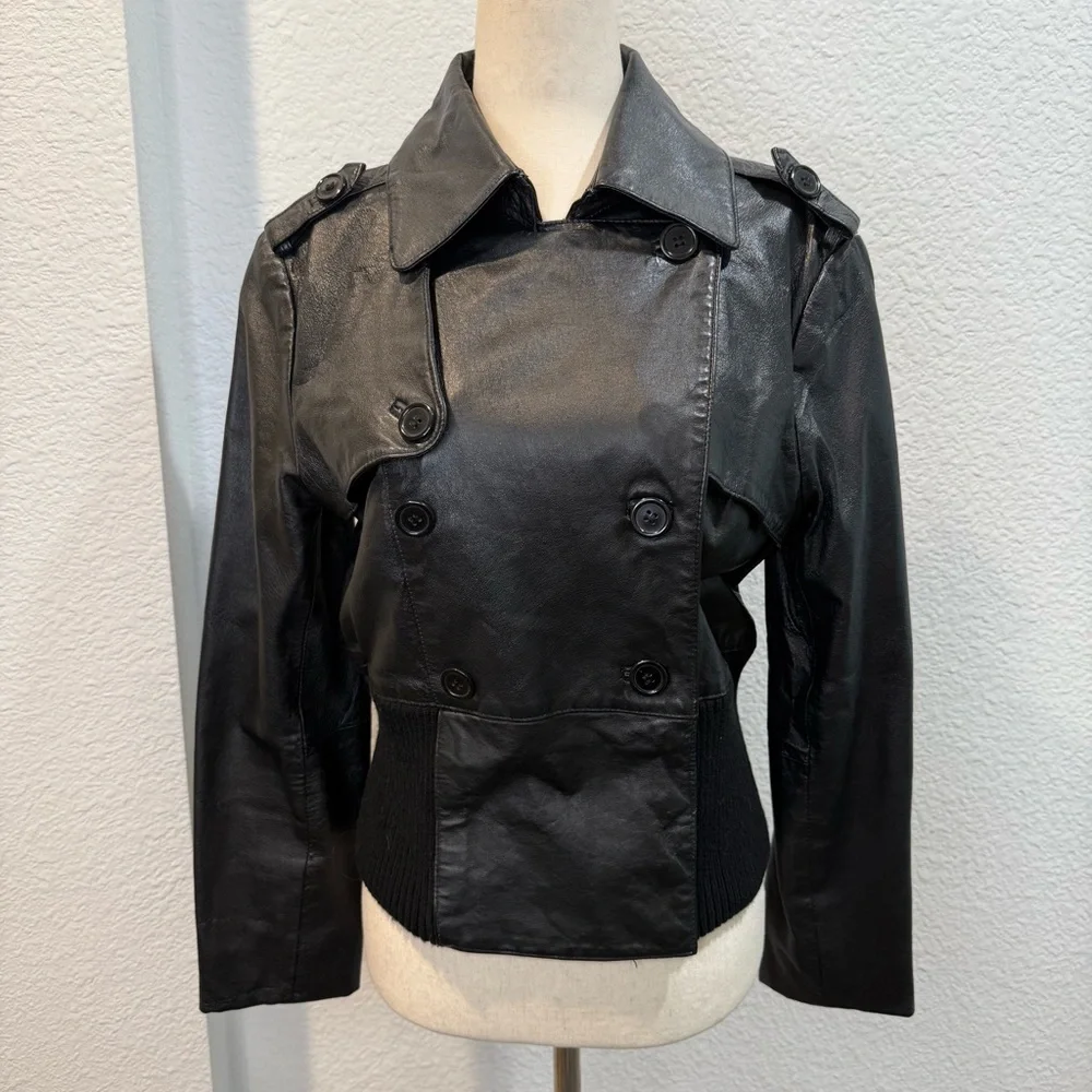 Newport News Leather Bomber Moto Biker Jacket Streetwear Retro Vintage SZ10